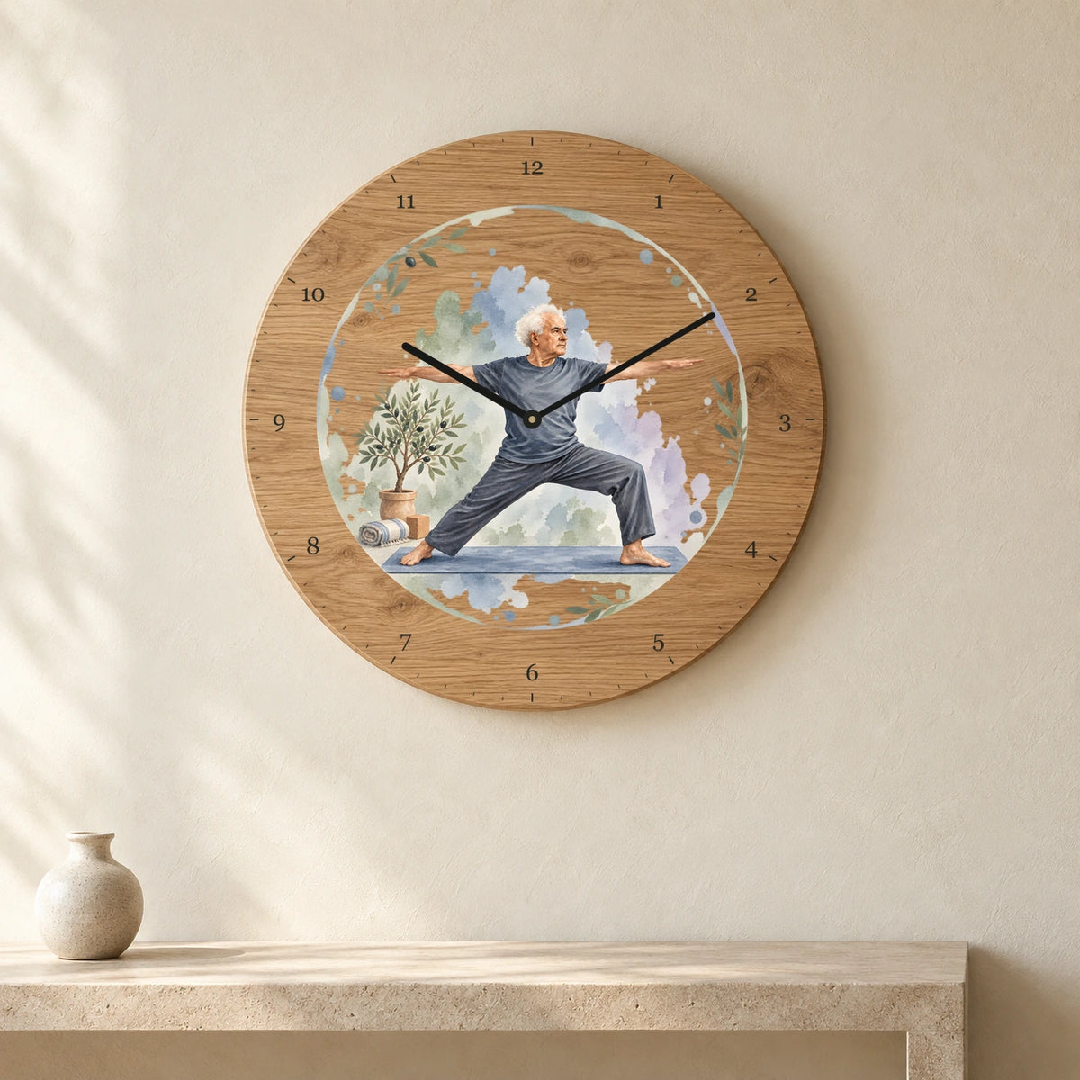 שעון עץ — בן־גוריון בתנוחת הלוחמת — room — oak-clock-room-v1
