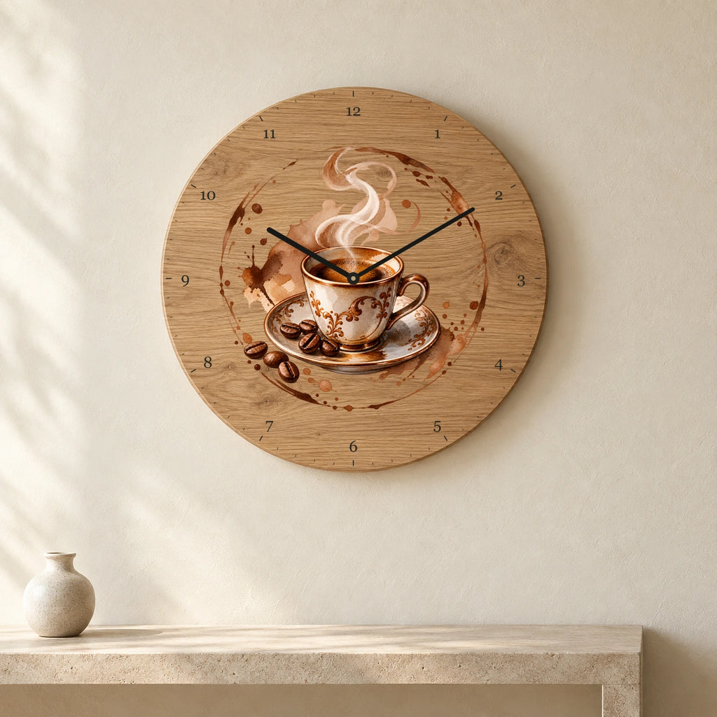 שעון עץ — אספרסו — room — oak-clock-room-v1