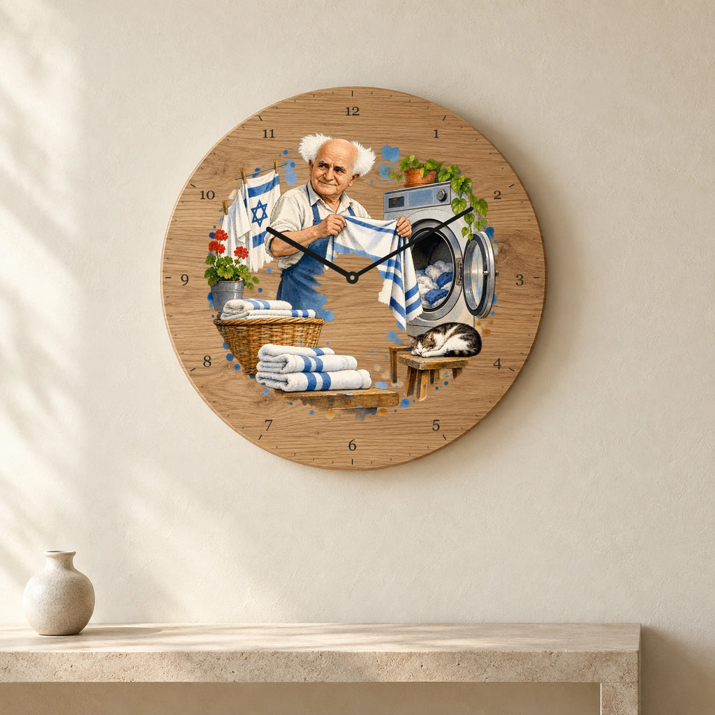 שעון עץ — בן־גוריון במכבסה — room — oak-clock-room-v1