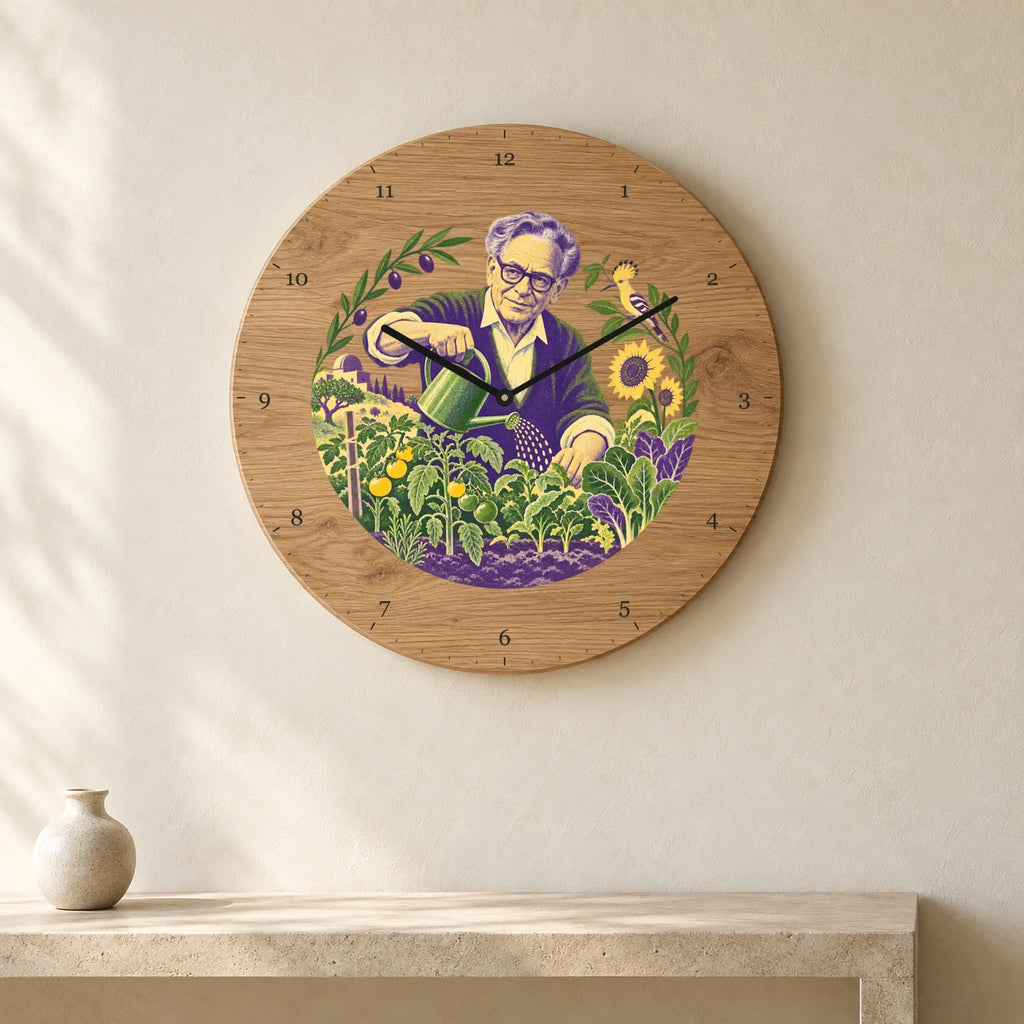 שעון עץ — אפרים קציר בגינה — room — oak-clock-room-v1