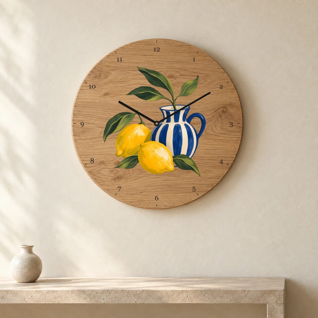 שעון עץ — לימונים ברטרו — room — oak-clock-room-v1