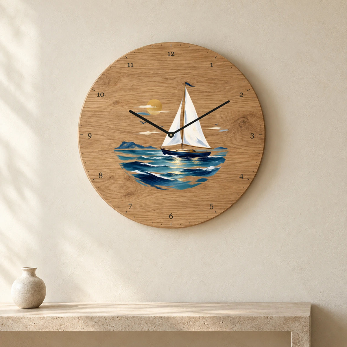 שעון עץ — מפרשית — room — oak-clock-room-v1
