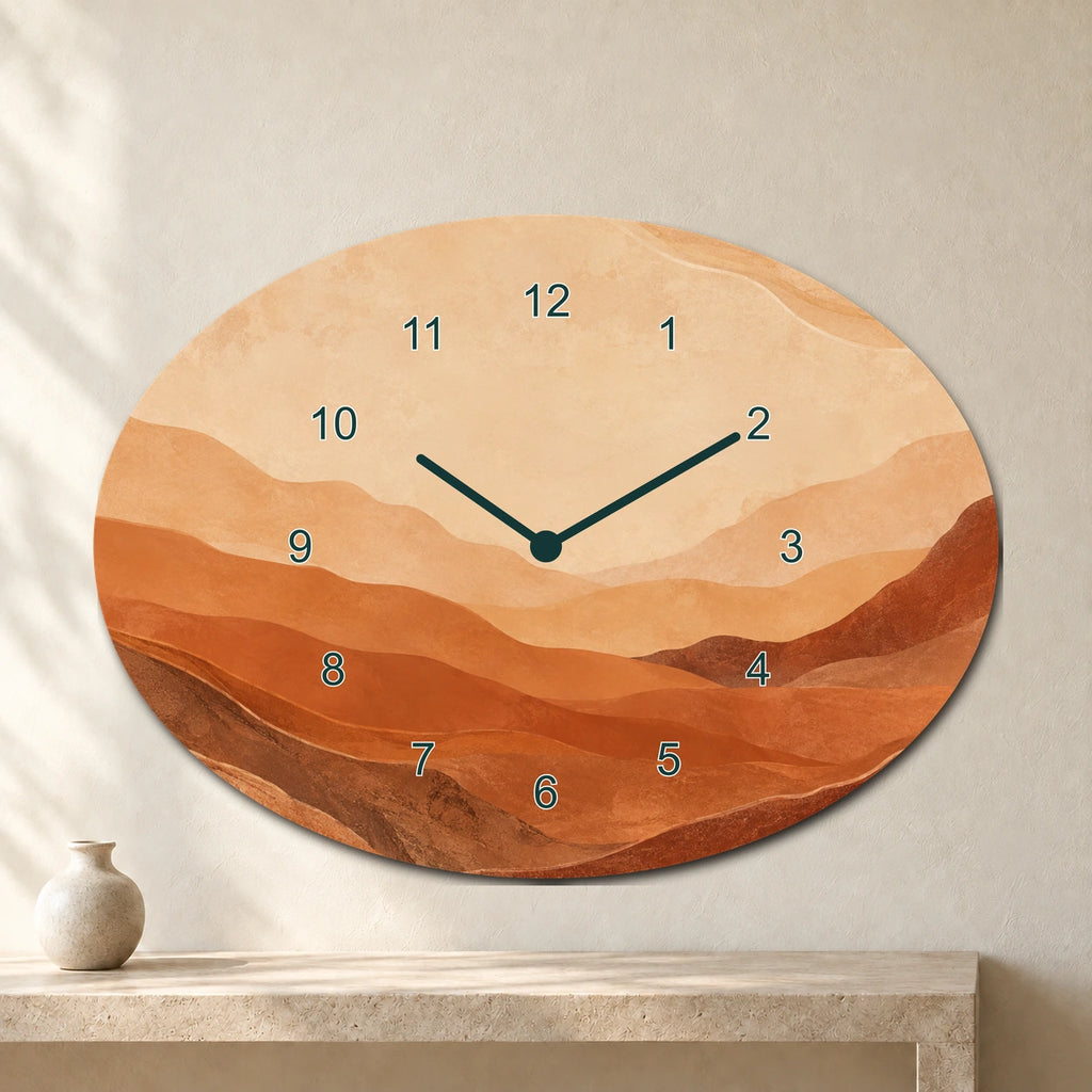 שעון בעיצוב אישי — אובלי · 30×22 ס״מ — wood — custom-clock-v1