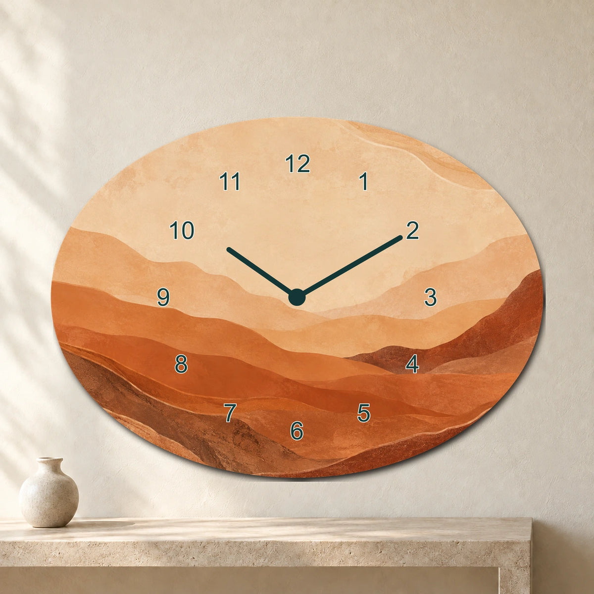 שעון בעיצוב אישי — אובלי · 30×22 ס״מ — wood — custom-clock-v1