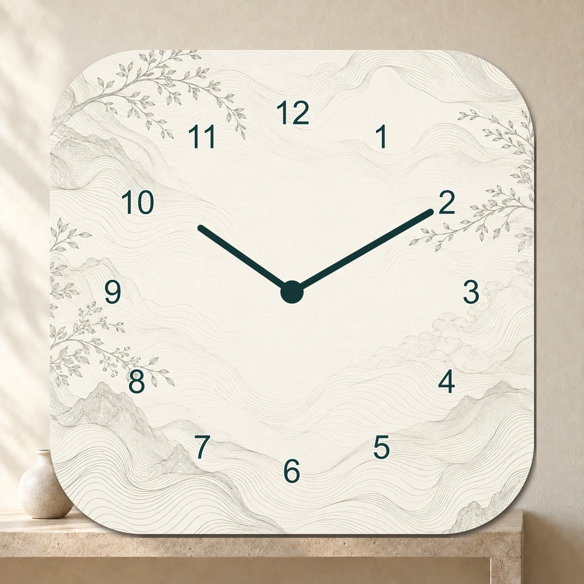 שעון בעיצוב אישי — ריבוע מעוגל · 28×28 ס״מ — wood — custom-clock-v1
