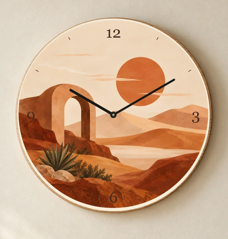 שעון פורמיקה — מדבר בוהו — detail — oak-clock-room-v1