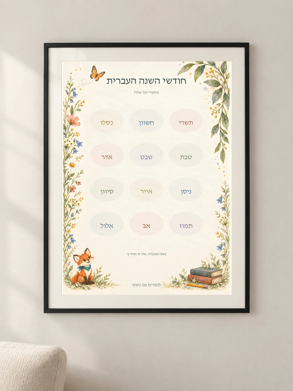 חודשי השנה העברית — framed — minimal-room-v3