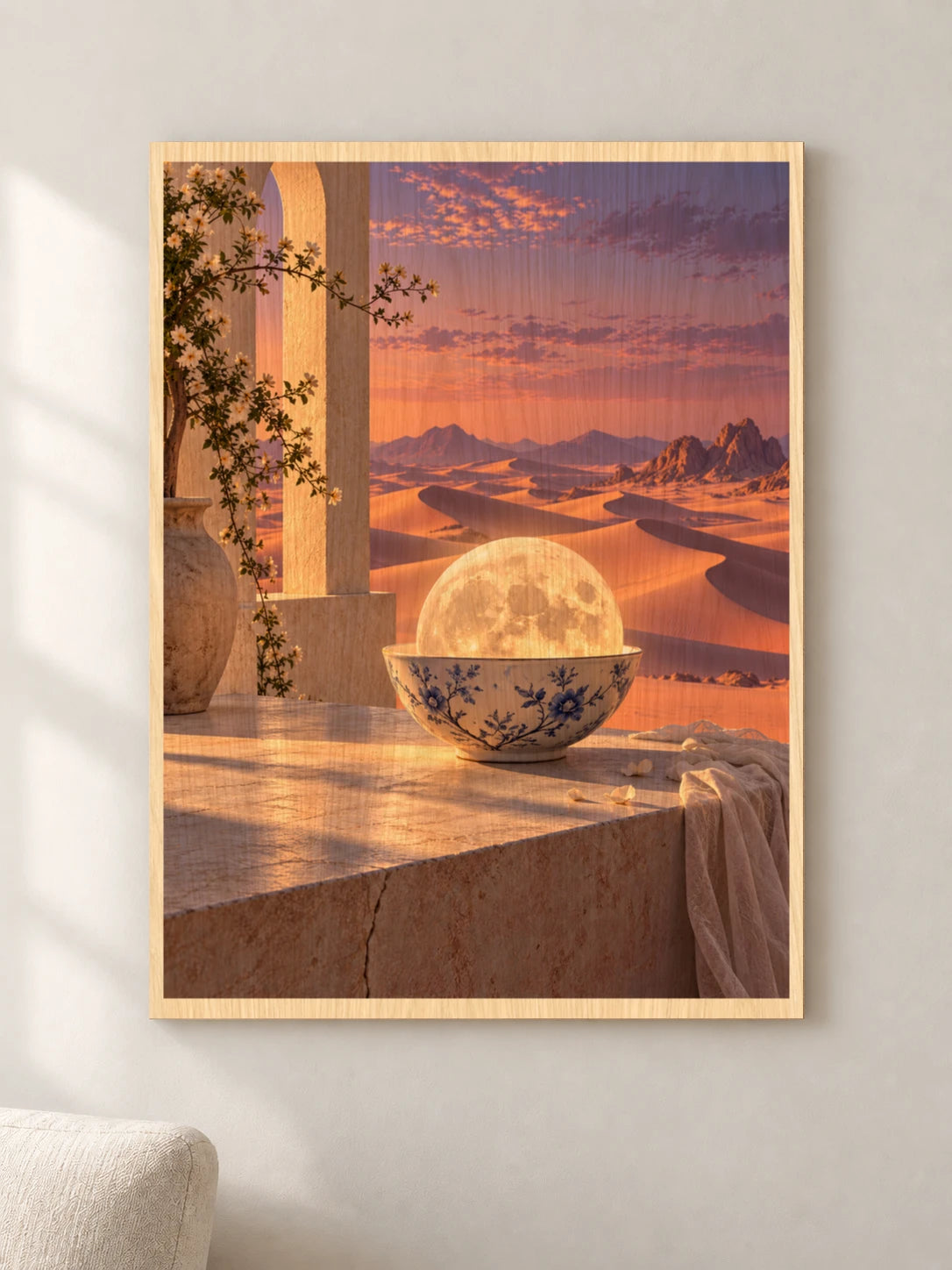 הירח בחלון — פוסטר אמנות מקורי — wood — minimal-room-v3