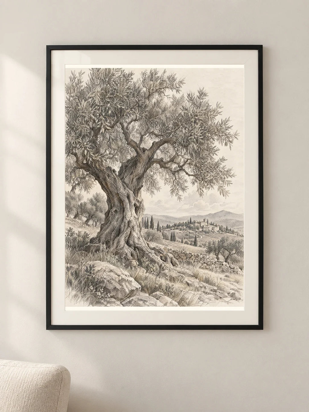 עץ בעיפרון — עיצוב לפי בקשה — הדמיה ממוסגרת