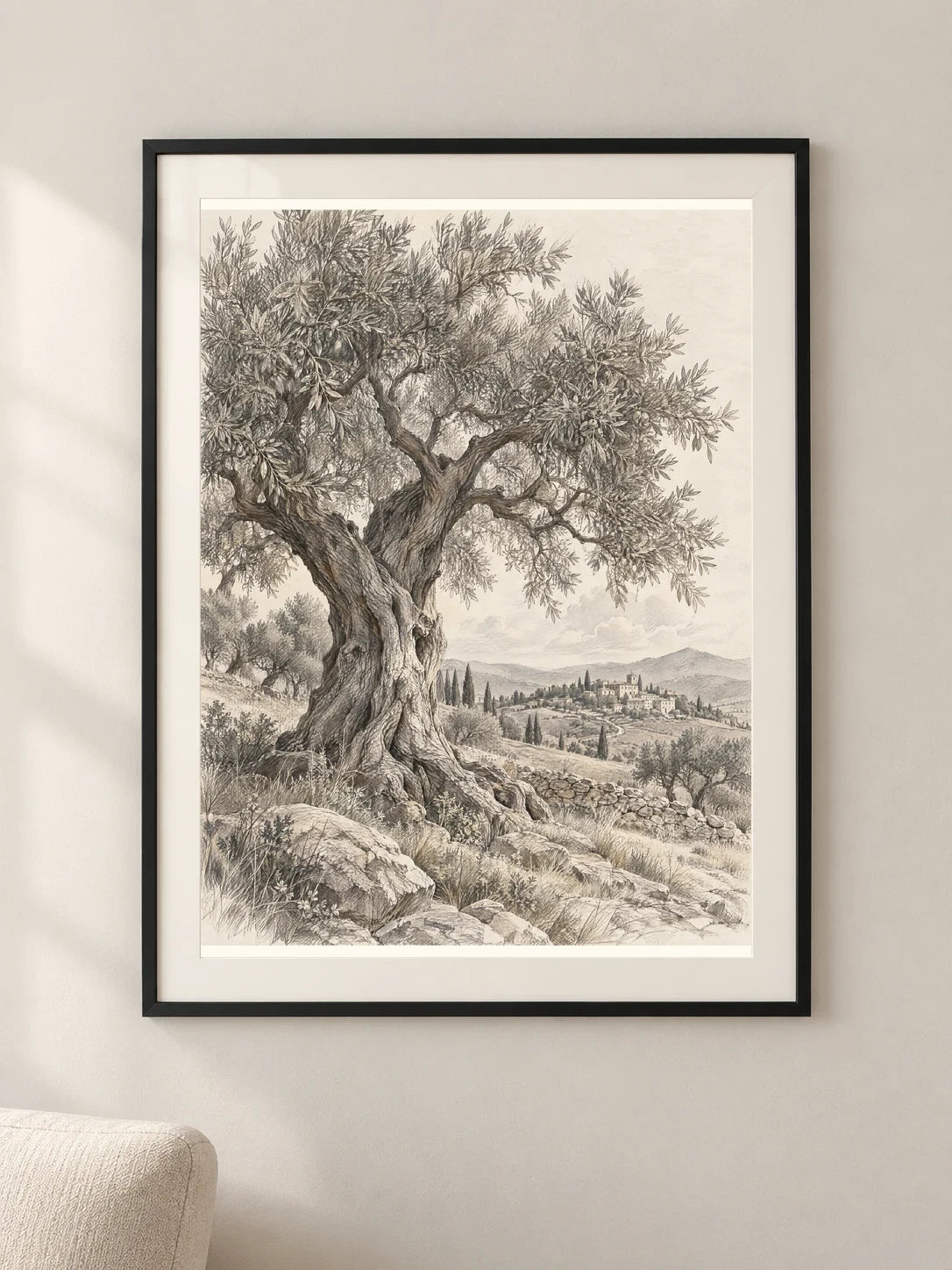 עץ בעיפרון — עיצוב לפי בקשה — הדמיה ממוסגרת